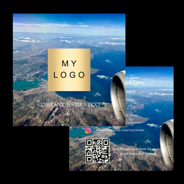 Travel agent photo QR code social media Square Business Card (Creator Uploaded)