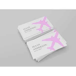 Travel Agent Pink Aeroplane Business Card