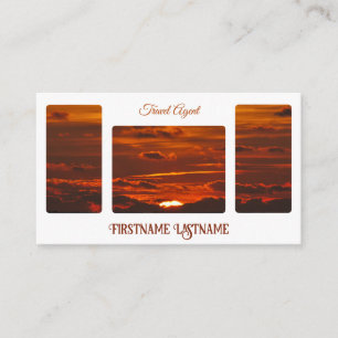 Travel agent sunset sky at ocean beach QR-Code Business Card