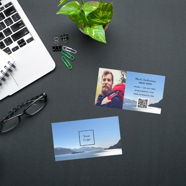 Travel agent vacations tourism photo business card (Creator Uploaded)