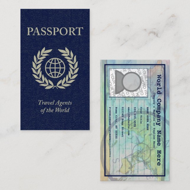 travel agents passport business card (Front/Back)