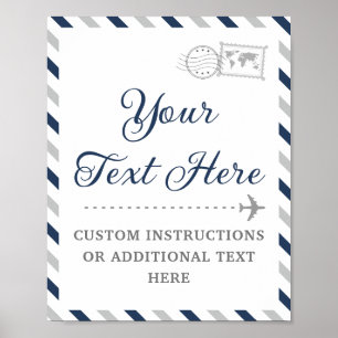 Travel Airline Aeroplane Baby Bridal Shower Weddin Poster