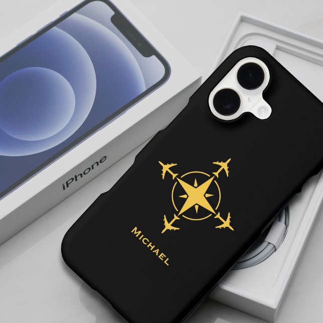 Travel Airplane Compass Gold Simple Modern Custom (Creator Uploaded)