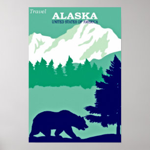 Travel Alaska Vintage Poster