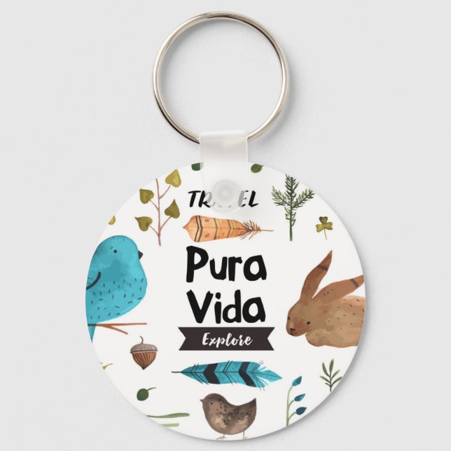 Travel and explore watercolour key ring (Front)