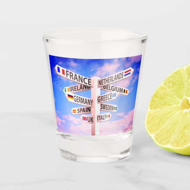 Travel Anyone? Shot Glass (Front)