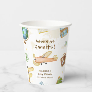 Travel Around The World Airplane Baby Shower Paper Cups