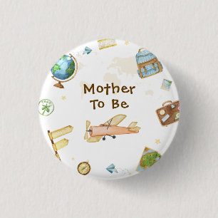Travel Around The World Mother To Be Baby Shower 3 Cm Round Badge
