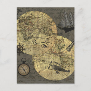 Travel around the world postcard