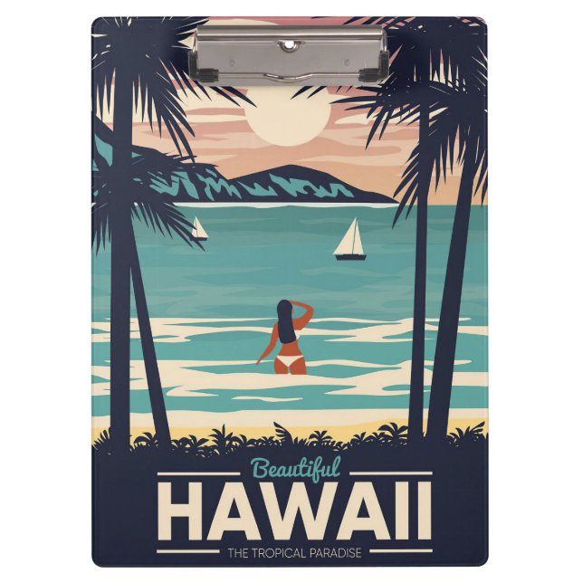 Travel Art Beautiful Hawaii Beach Clipboard (Front)
