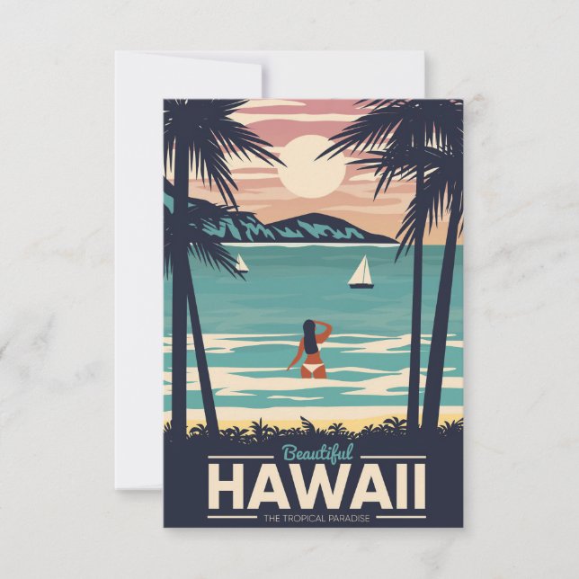 Travel Art Beautiful Hawaii Beach RSVP Card (Front)