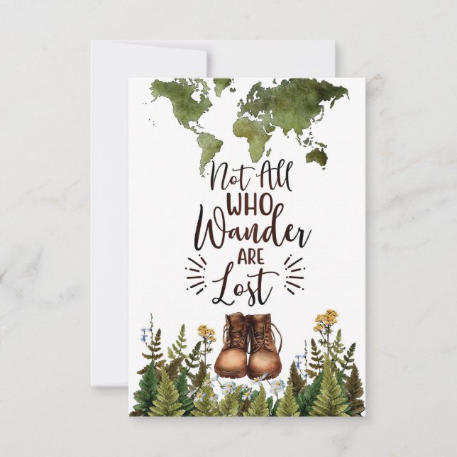 Travel Art Not All Who Wander Are Lost RSVP Card (Front)