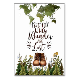 Travel Art Not All Who Wander Are Lost Table Number