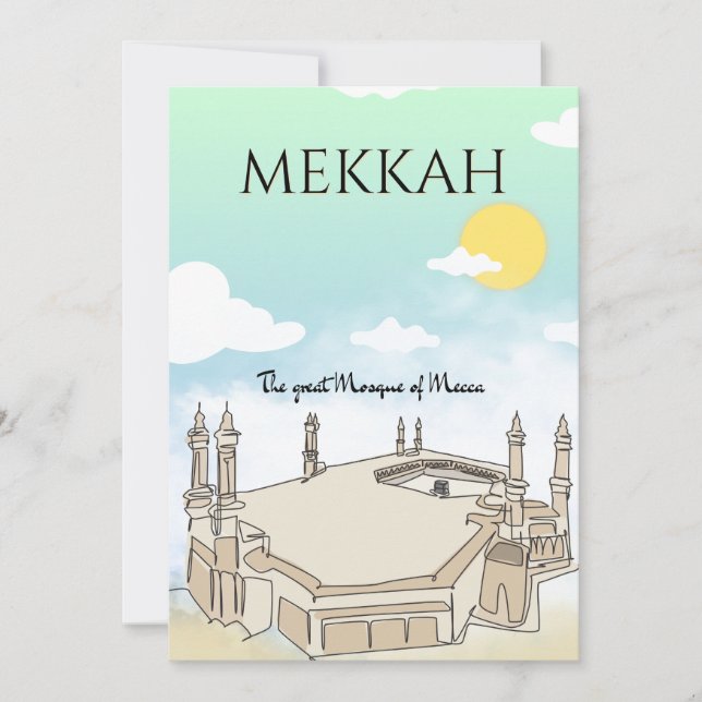 Travel art of the Great Mosque of Mecca Holiday Card (Front)