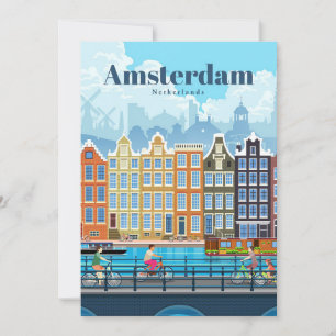 Travel Art Travel To Amsterdam Thank You Card
