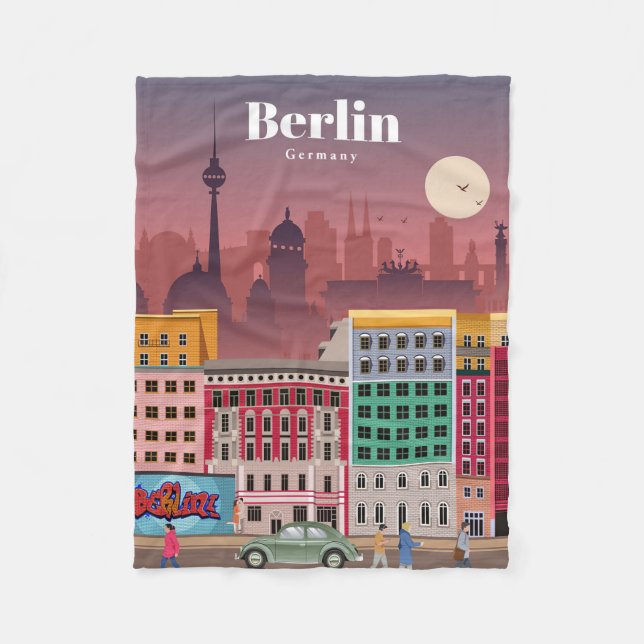 Travel Art Travel To Berlin Germany Fleece Blanket (Front)