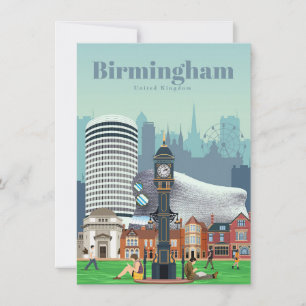 Travel Art Travel To Birmingham Thank You Card