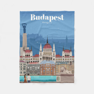Travel Art Travel To Budapest Fleece Blanket