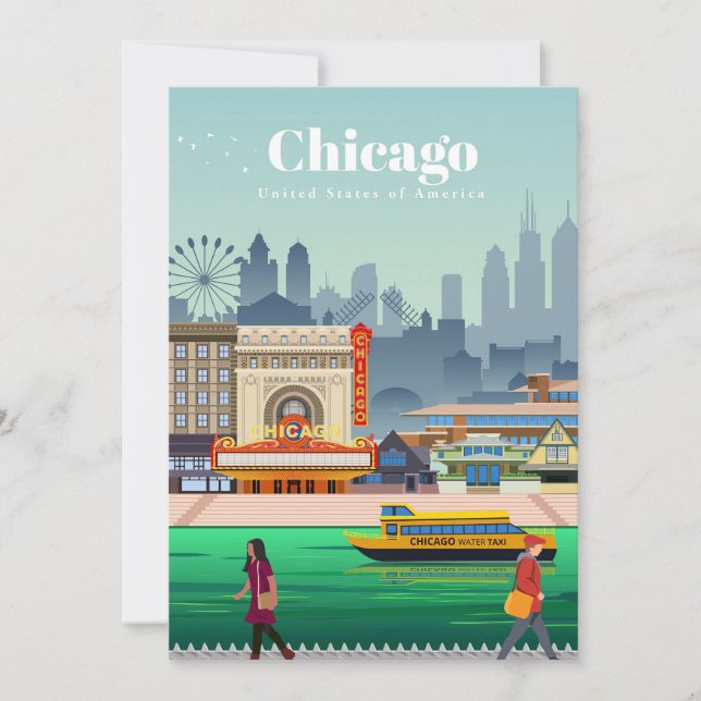 Travel Art Travel To Chicago Invitation (Front)