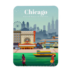 Travel Art Travel To Chicago Magnet