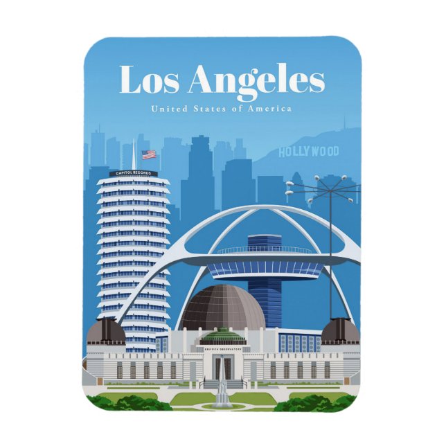 Travel Art Travel to Los Angeles Magnet (Vertical)