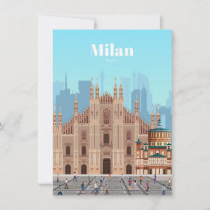 Travel Art Travel to Milan Italy Thank You Card