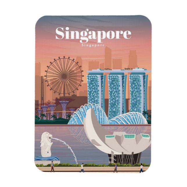 Travel Art Travel To Singapore Magnet (Vertical)
