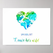 Travel Art - Watercolor Heart Shaped World Map
