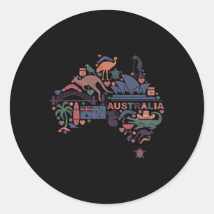 Travel Australia Map Sydney Australian Vacation So Classic Round Sticker