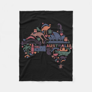 Travel Australia Map Sydney Australian Vacation So Fleece Blanket