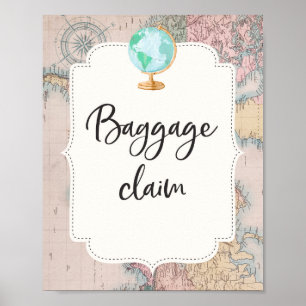 Travel Baby Shower Baggage Claim Table Sign