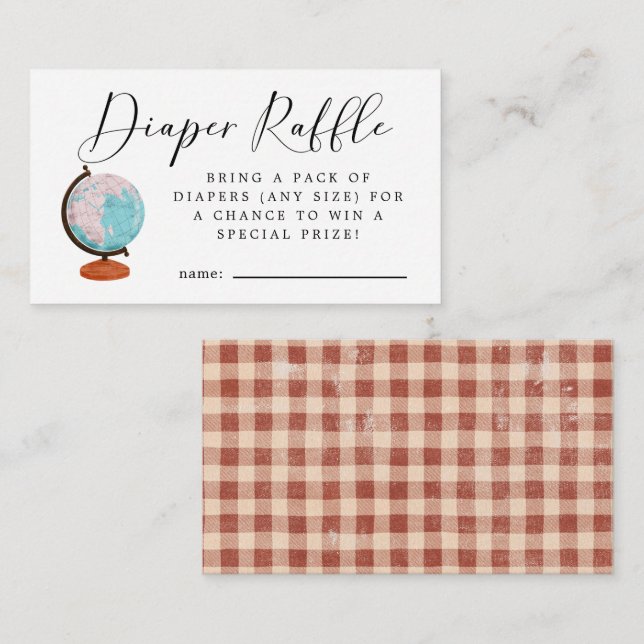 Travel Baby Shower Diaper Raffle Ticket Enclosure Card (Front/Back)