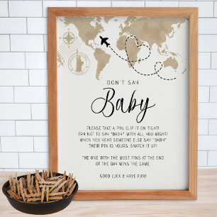 Travel Baby Shower Game Don't Say Baby Poster