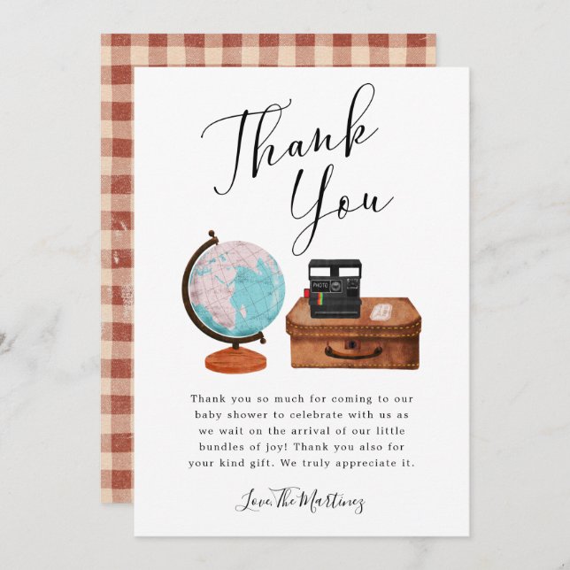 Travel Baby Shower Gender Neutral Thank You Card (Front/Back)
