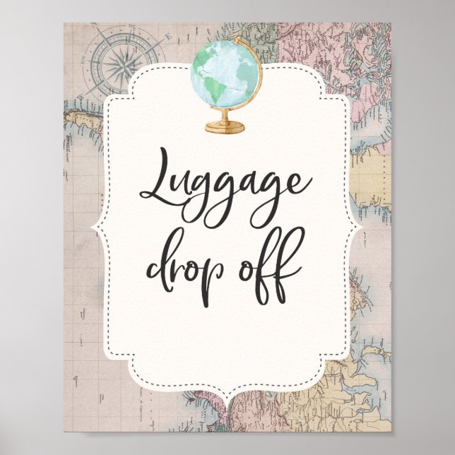 Travel Baby Shower Luggage Drop Off Sign (Front)