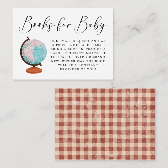 Travel Baby Shower Vintage Book Request  Enclosure Card (Front/Back)