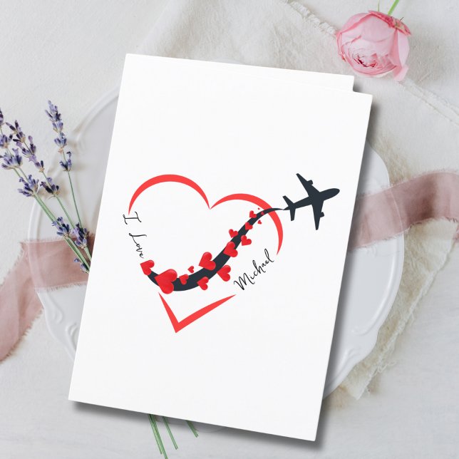 Travel Birthday Aeroplane Heart & Photo Custom  Holiday Card (Creator Uploaded)