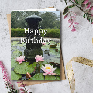 Travel Birthday Fountain Flowers Fun Photo  Card
