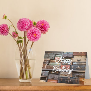 Travel Birthday Vintage Suitcase Retro Cool Photo Card