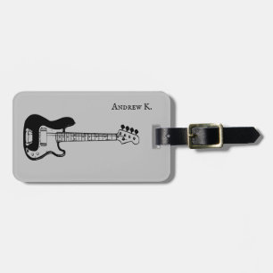 Travel black rock guitar music luggage tag