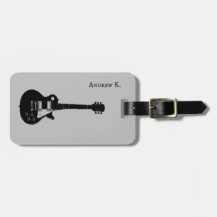 Travel black rock guitar music luggage tag