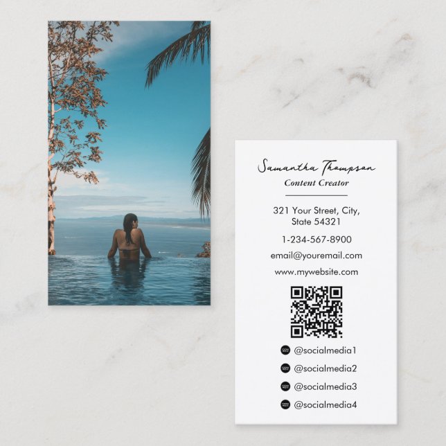 Travel Blogger Influencer Content Creator Photo Business Card (Front/Back)