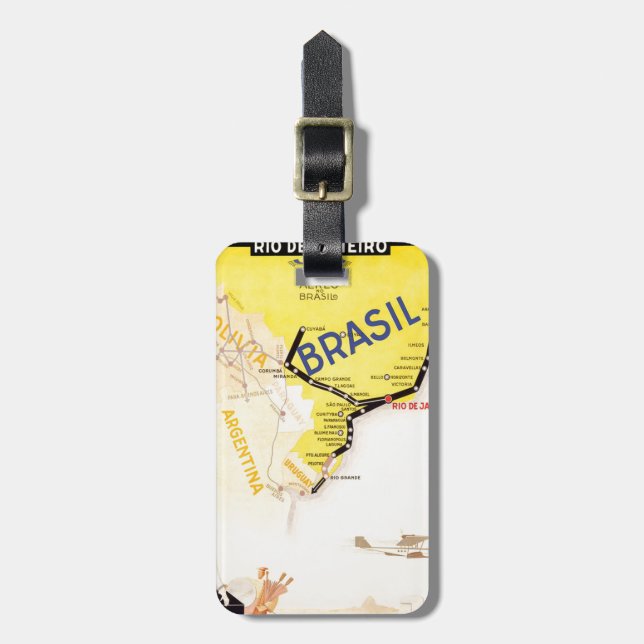 Travel Brasil Brazil By Aeroplane Luggage Tag (Front Vertical)