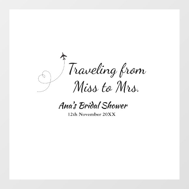 Travel bridal shower add name date miss to Mrs sim (Sheet)