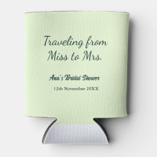 Travel bridal shower add name date miss to Mrs sim Can Cooler