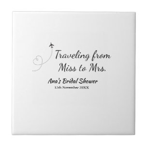 Travel bridal shower add name date miss to Mrs sim Ceramic Tile