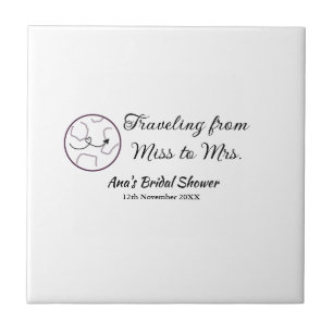 Travel bridal shower add name date miss to Mrs sim Ceramic Tile