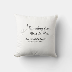 Travel bridal shower add name date miss to Mrs sim Cushion