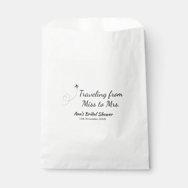 Travel bridal shower add name date miss to Mrs sim Favour Bag (Front)
