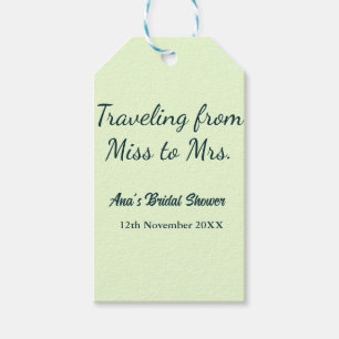 Travel bridal shower add name date miss to Mrs sim Gift Tags